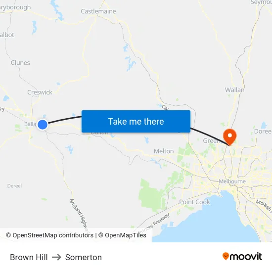 Brown Hill to Somerton map