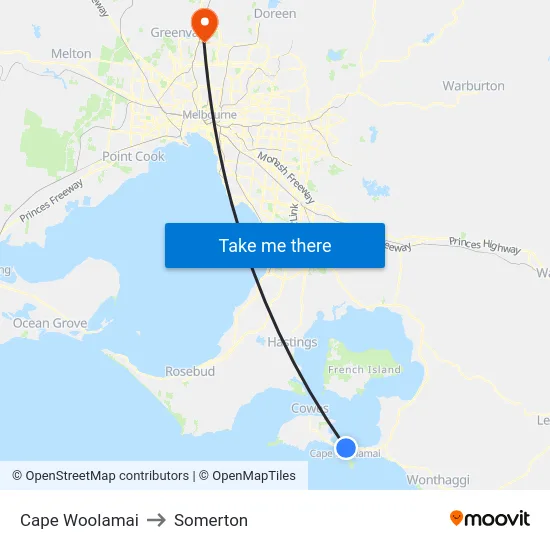 Cape Woolamai to Somerton map