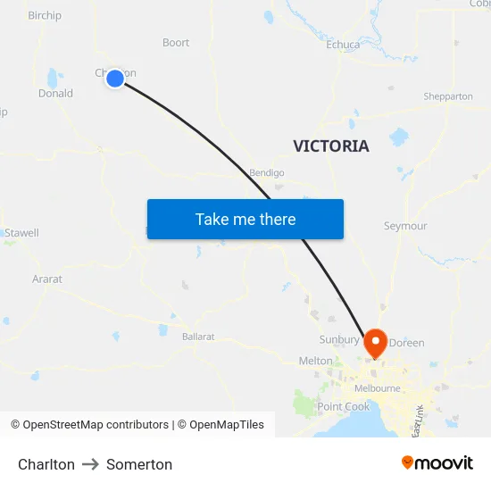 Charlton to Somerton map