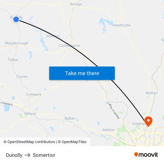 Dunolly to Somerton map