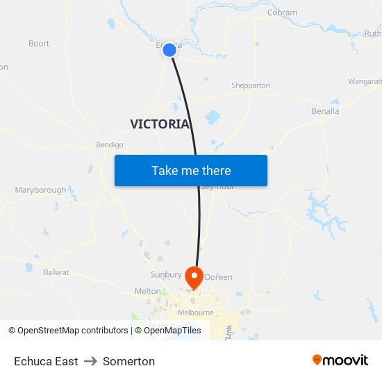 Echuca East to Somerton map