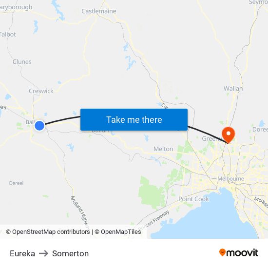 Eureka to Somerton map