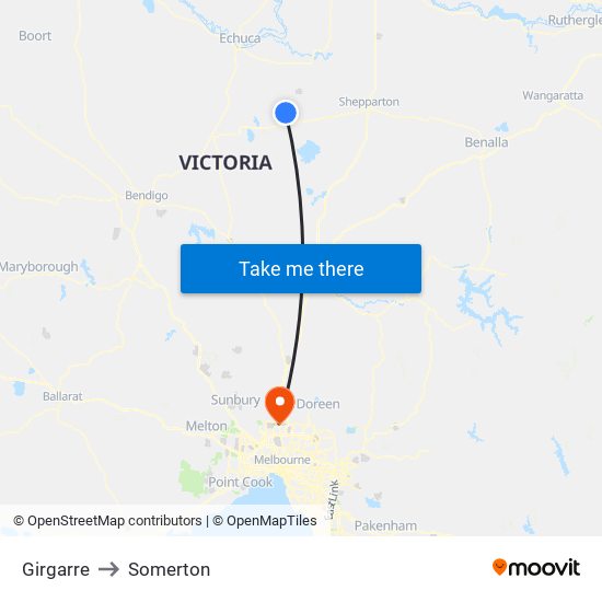 Girgarre to Somerton map