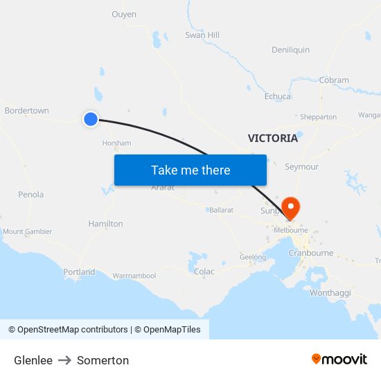 Glenlee to Somerton map