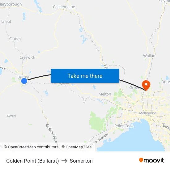 Golden Point (Ballarat) to Somerton map