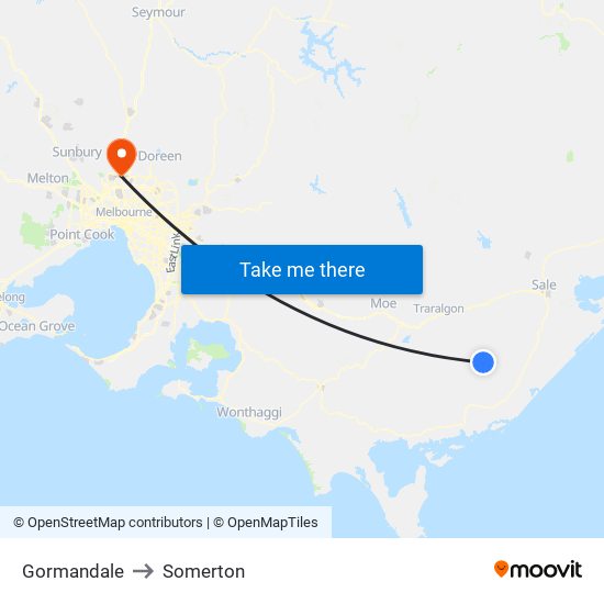 Gormandale to Somerton map