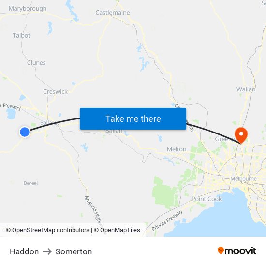 Haddon to Somerton map