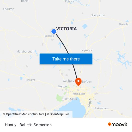 Huntly - Bal to Somerton map