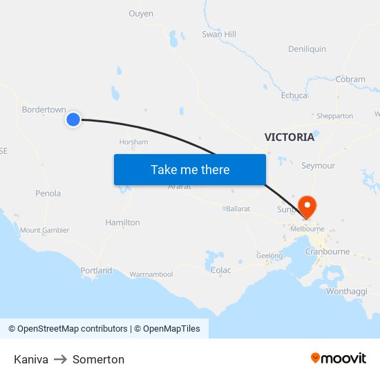 Kaniva to Somerton map