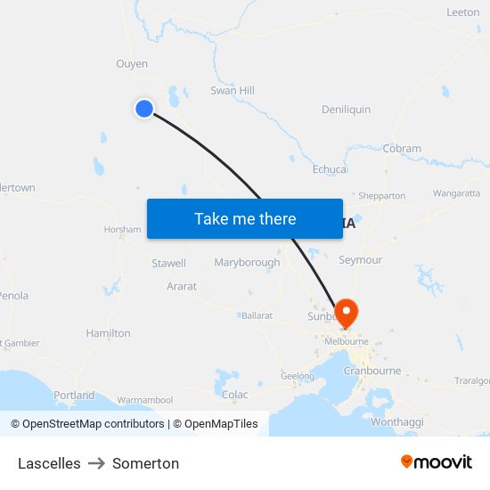 Lascelles to Somerton map