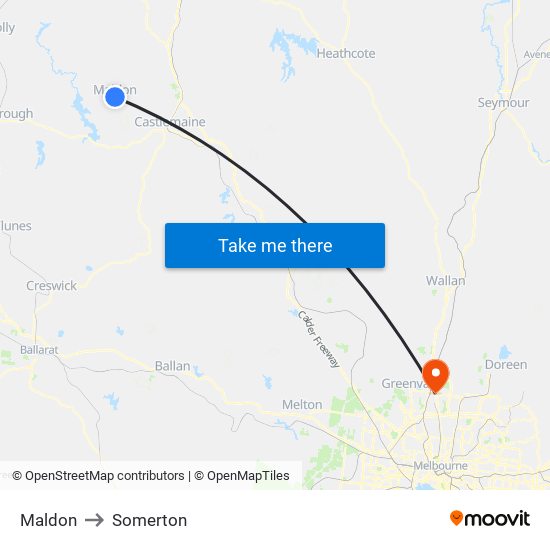 Maldon to Somerton map