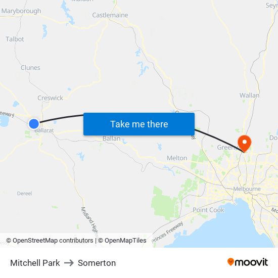 Mitchell Park to Somerton map