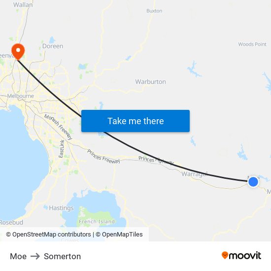 Moe to Somerton map