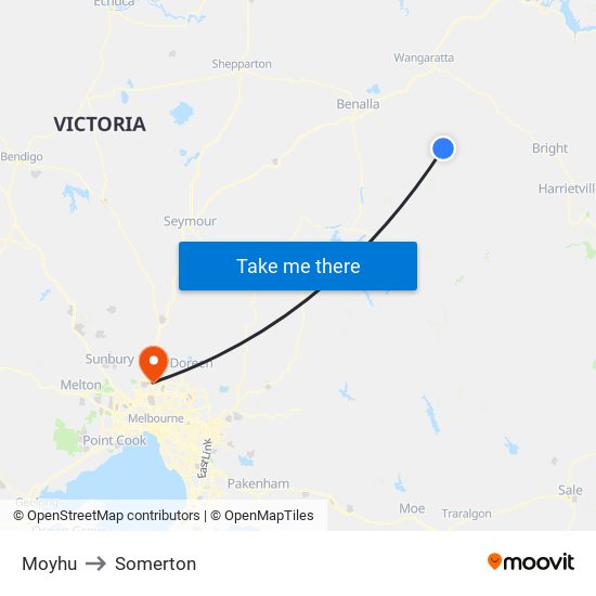 Moyhu to Somerton map