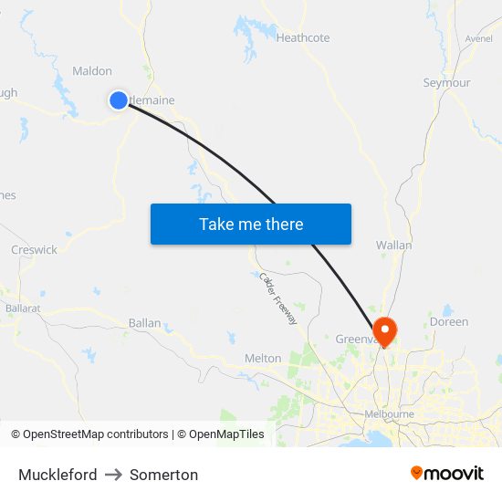 Muckleford to Somerton map