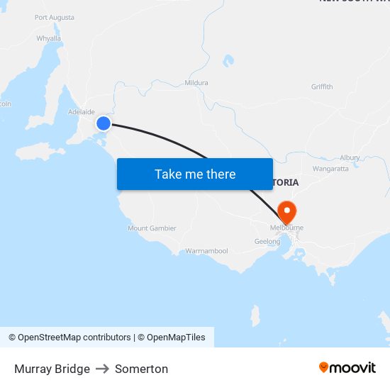 Murray Bridge to Somerton map