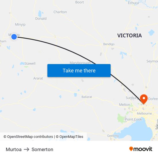 Murtoa to Somerton map