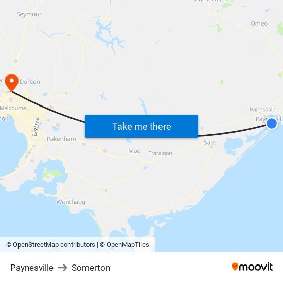 Paynesville to Somerton map