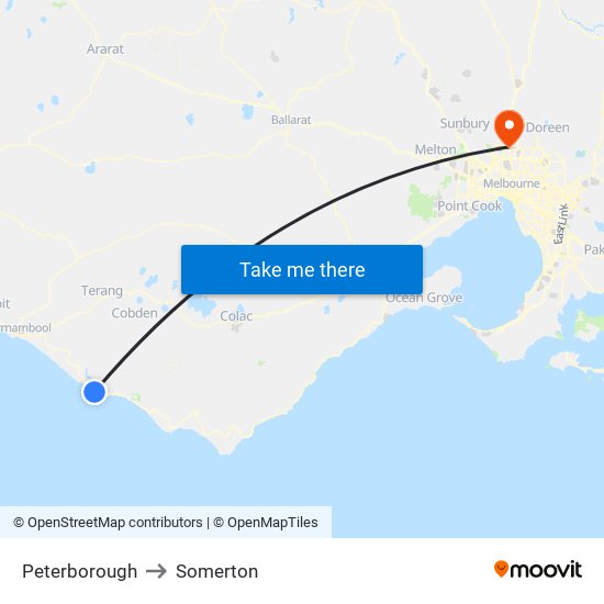 Peterborough to Somerton map