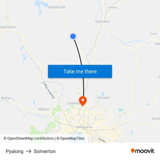 Pyalong to Somerton map