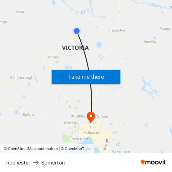 Rochester to Somerton map