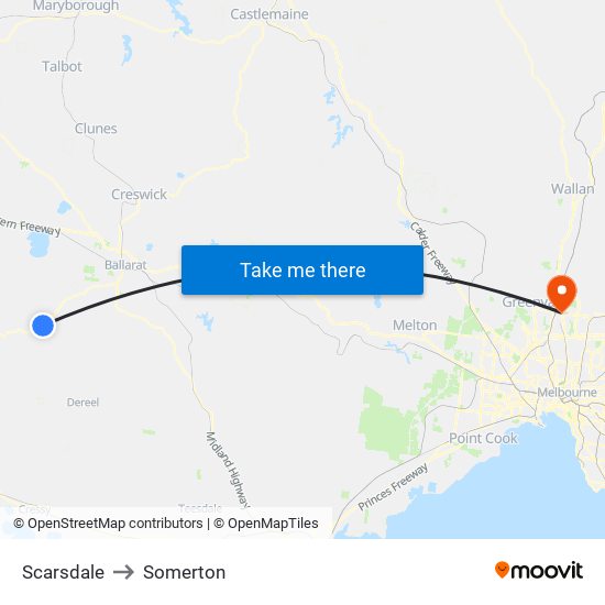 Scarsdale to Somerton map