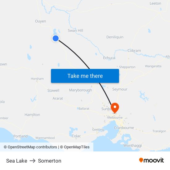 Sea Lake to Somerton map