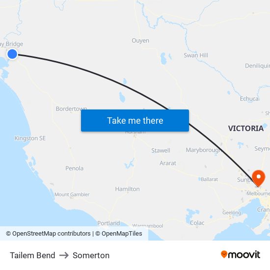 Tailem Bend to Somerton map