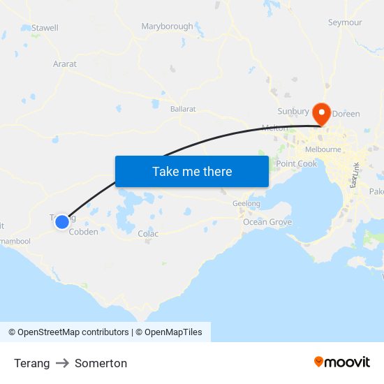 Terang to Somerton map