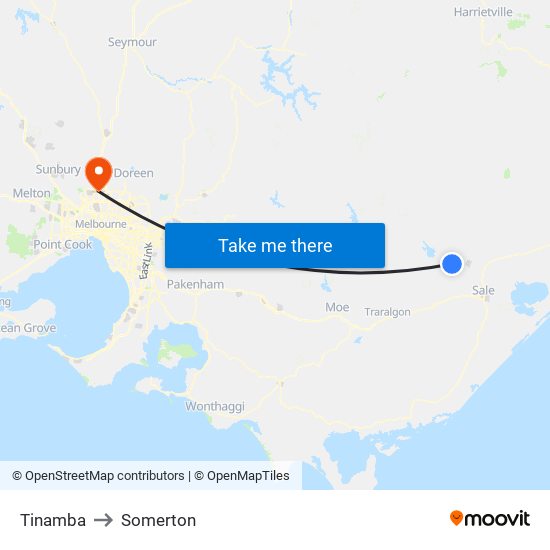 Tinamba to Somerton map