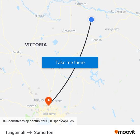 Tungamah to Somerton map