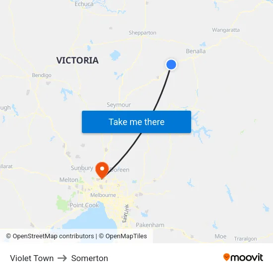 Violet Town to Somerton map