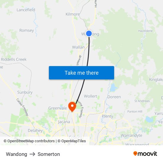 Wandong to Somerton map