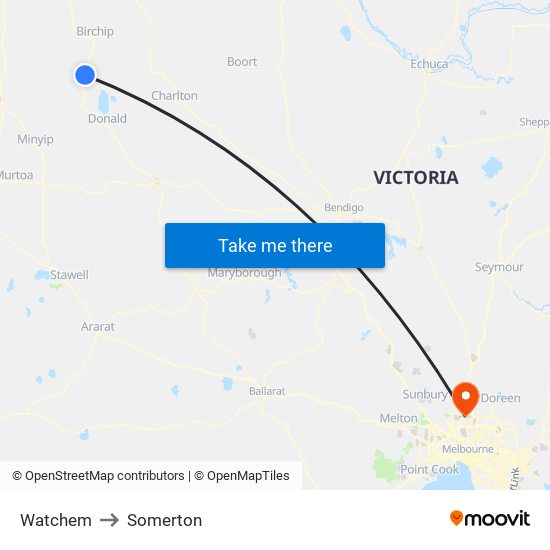 Watchem to Somerton map