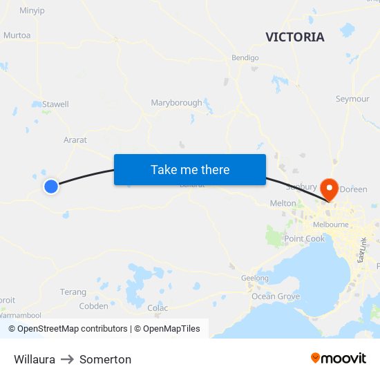 Willaura to Somerton map