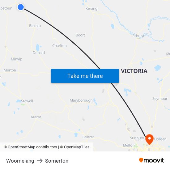 Woomelang to Somerton map
