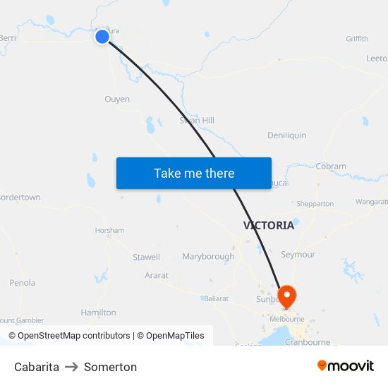 Cabarita to Somerton map