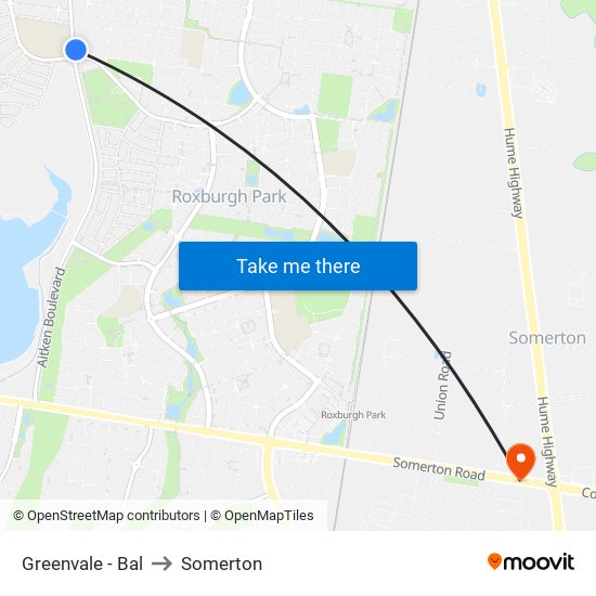 Greenvale - Bal to Somerton map