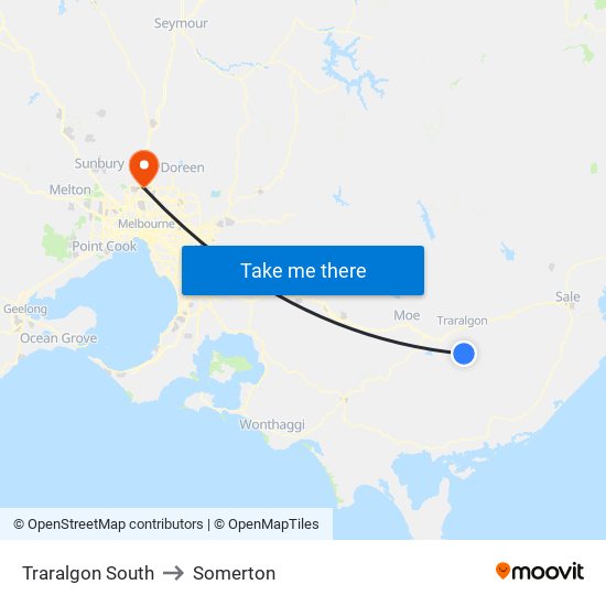Traralgon South to Somerton map