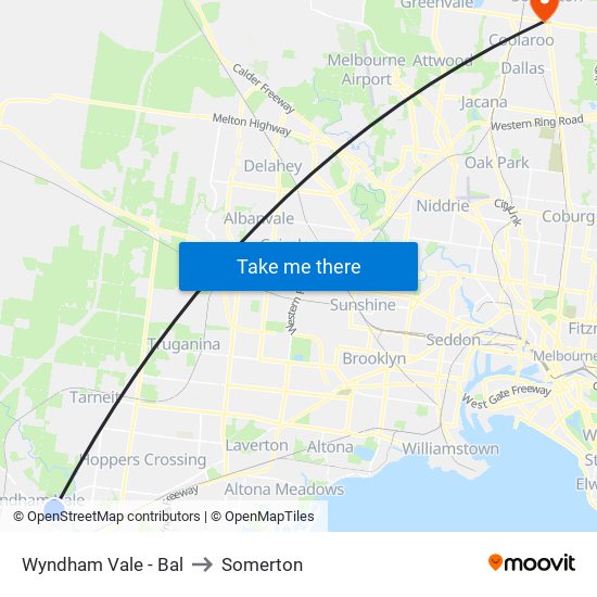 Wyndham Vale - Bal to Somerton map