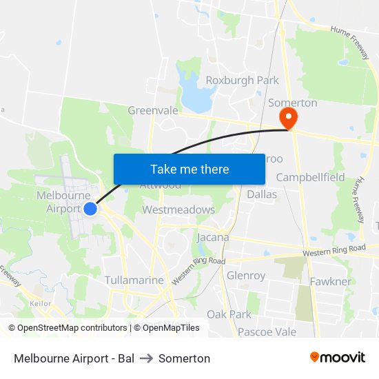 Melbourne Airport - Bal to Somerton map