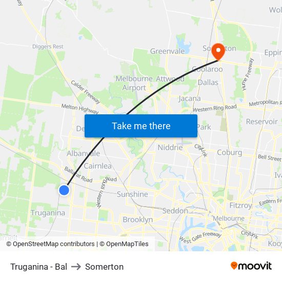 Truganina - Bal to Somerton map