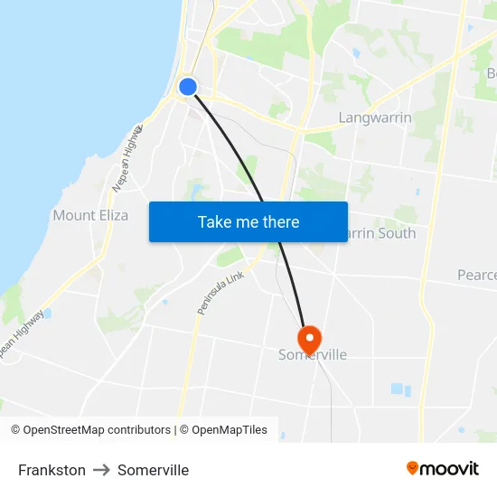 Frankston to Somerville map