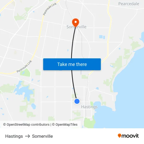 Hastings to Somerville map
