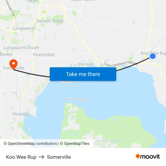 Koo Wee Rup to Somerville map