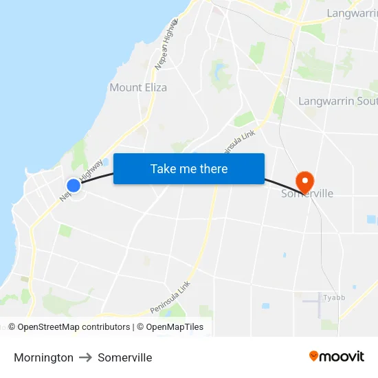 Mornington to Somerville map