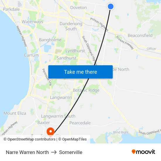 Narre Warren North to Somerville map