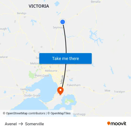 Avenel to Somerville map
