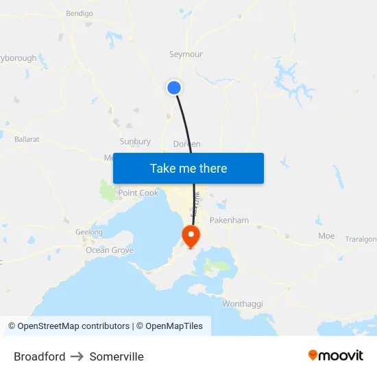 Broadford to Somerville map