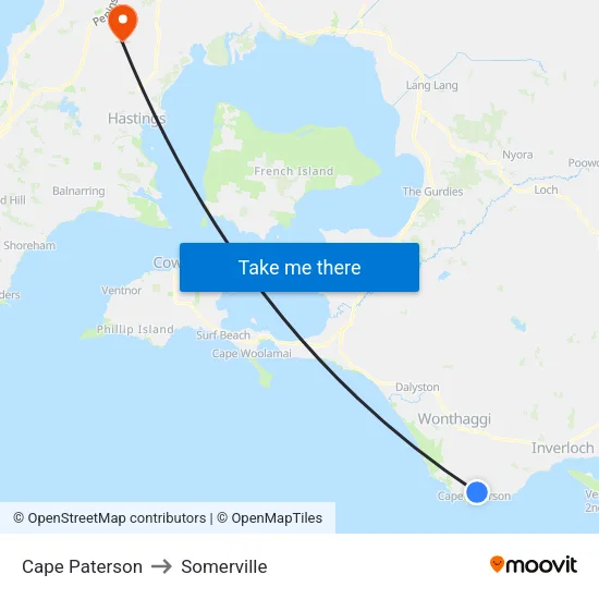 Cape Paterson to Somerville map